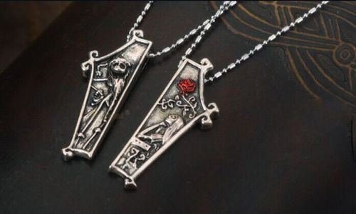 The Nightmare Before Christmas Jack Lisa Couple Pendant Necklace Jewelry Gift N2