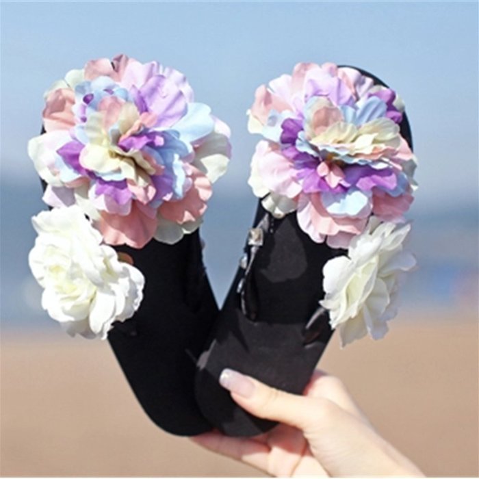 KAKA(TM) Women's Fashion Rhinestone Glitter Studded Crystal Flower Thong Sandals Flip Flops Sandals£¨White£©-£... N3