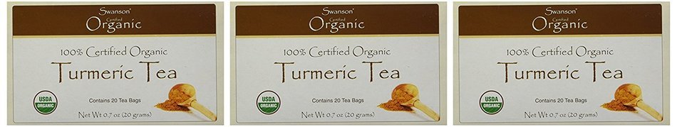 Swanson 100% Certified Organic Turmeric Tea -- 20 Bags (Three Boxes each of 20 Tea Bags) N3