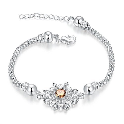 New 925 Sterling Silver Plated Women Sunflower Crystal Bracelet Bangle Jewelry N2