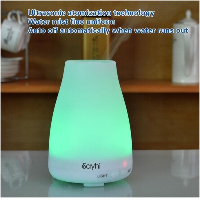 Sayhi 120 Milliliter Ultrasonic Mist Aroma Humidifier Aromatherapy Essential Oil Diffuser for Room,Car N8