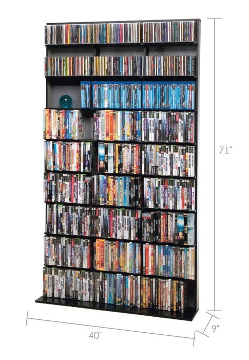 Atlantic 35435725 Media Tower Elite Large 837 CD or 630 BluRay (Black) N2