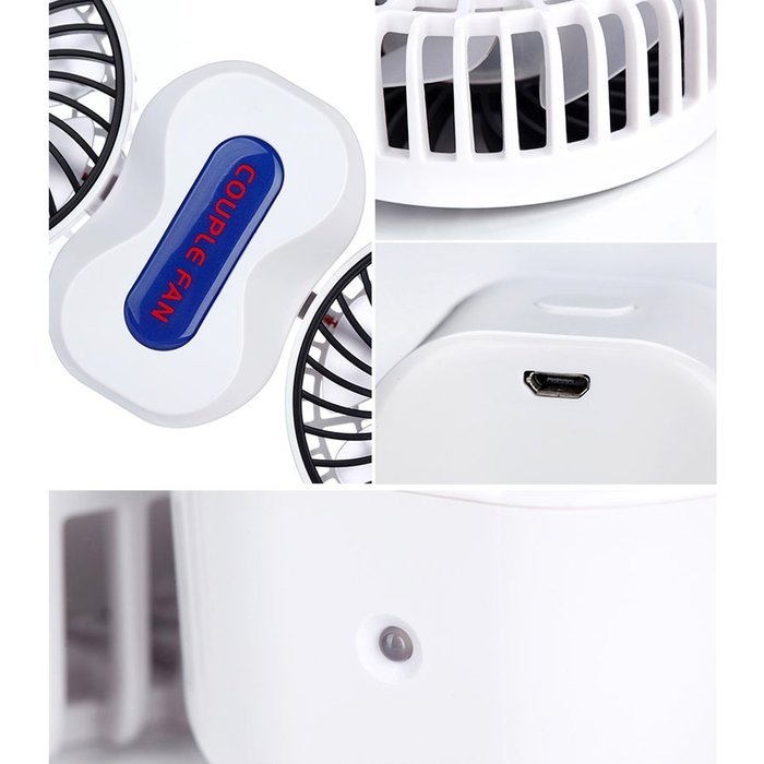 BearsFire 350 Degree Rotation Mini Handheld Portable Couples Fan,Quiet Operation Desktop Fan with LED Light Dual... N20