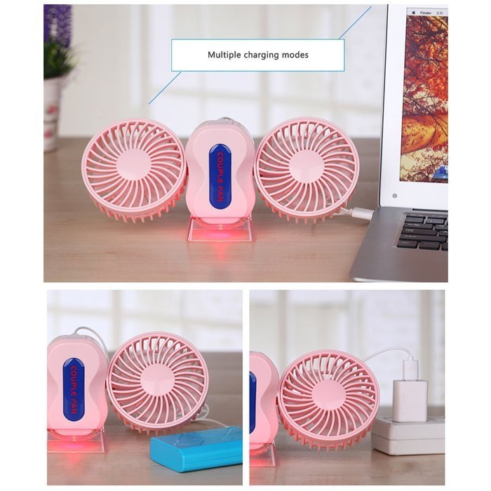 BearsFire 350 Degree Rotation Mini Handheld Portable Couples Fan,Quiet Operation Desktop Fan with LED Light Dual... N21
