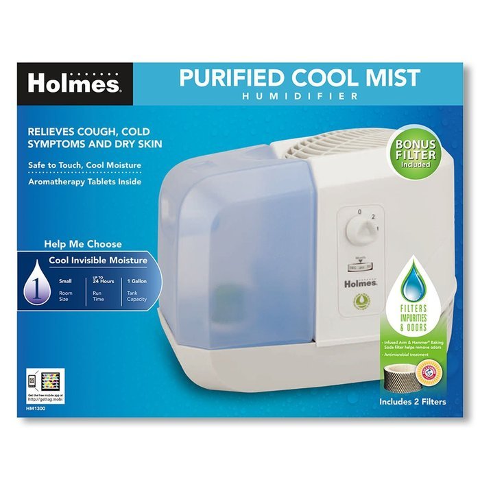 Holmes Group Purified Cool Mist Humidifier with Shatterproof Tank, HM1300-NU