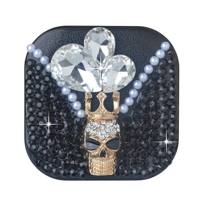 KAKA(TM) Fashion Box Kit 3D Handmade Rhinestone Bling Crystal Design Skull Pattern Decorated Black Mini Contact... N15