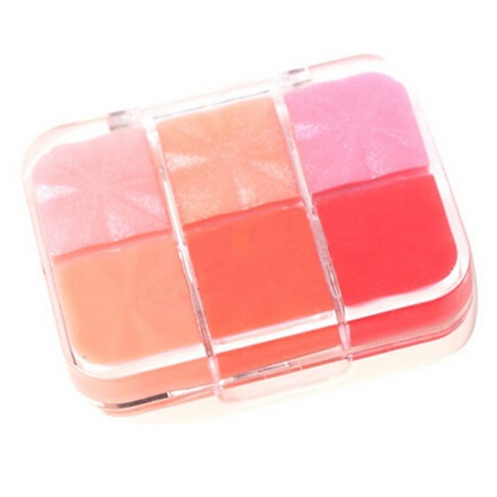 Spritech(TM) New High Quality Lasting Moisturizing 6 Colors Lip Gloss Palette Makeup Kit Set With Free Brush