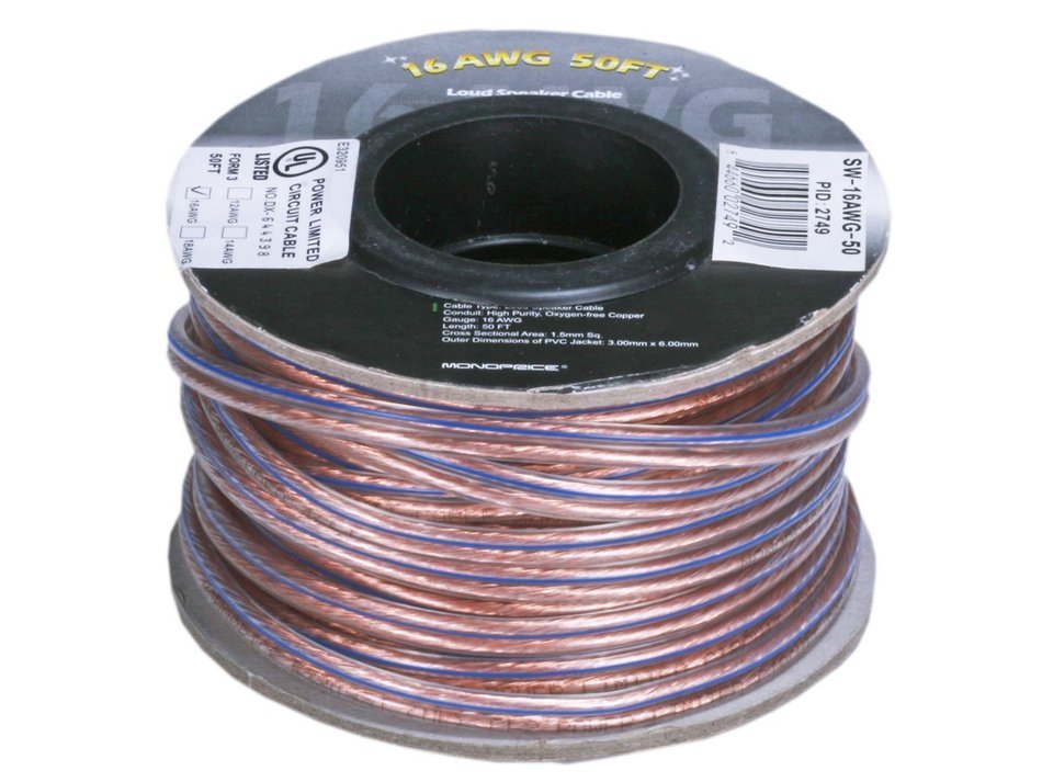 Monoprice 100ft 12AWG Enhanced Loud Oxygen-Free Copper Speaker Wire Cable