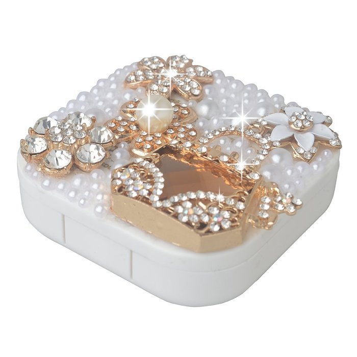 KAKA(TM) Fashion Box Kit 3D Handmade Rhinestone Bling Crystal Design Skull Pattern Decorated Black Mini Contact... N24