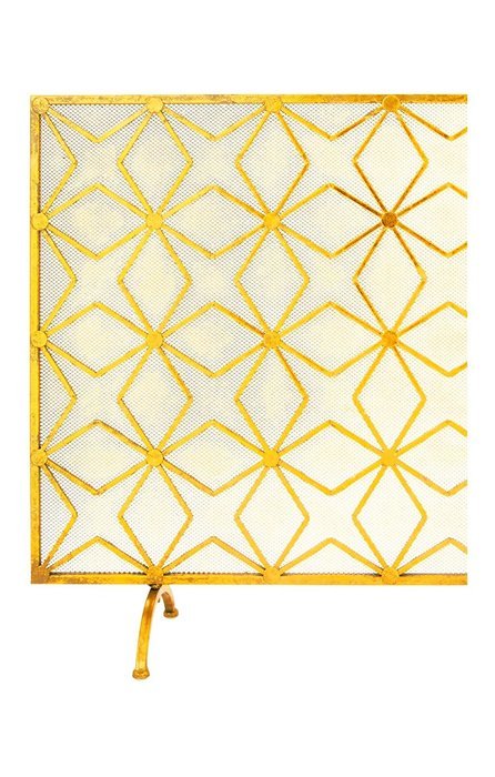 Fire Protector Fireplace Screen Metal Gold Finish Christmas Decorating Gift