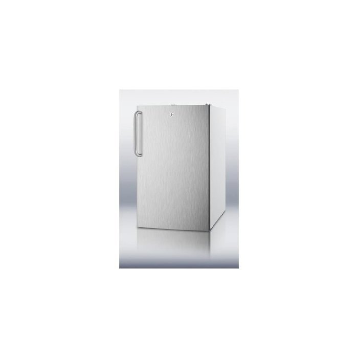Summit FS407LBI7SSTB: Commercially listed 20" wide built-in undercounter all-freezer, -20(degree) C capable with...