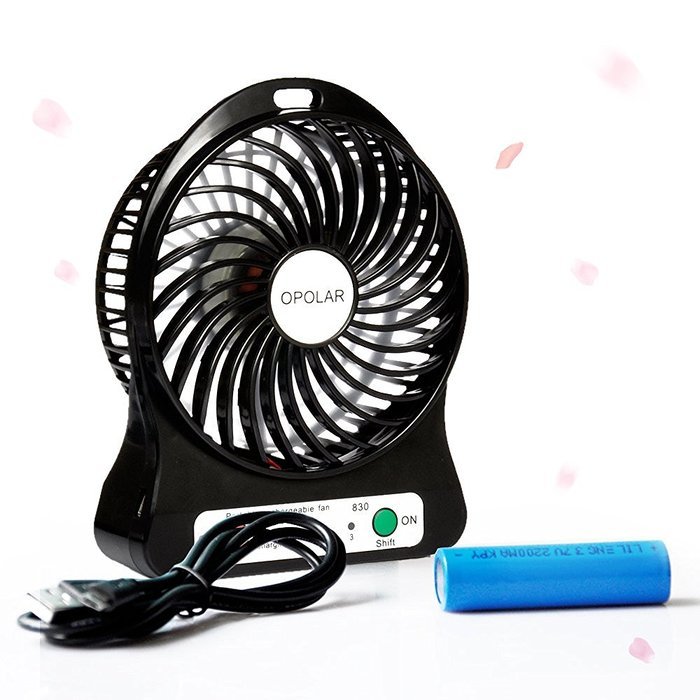 OPOLAR F101 Portable Rechargeable Fan, Mini USB fan with 1800mAh Lithium Battery, Night Light-Black N6