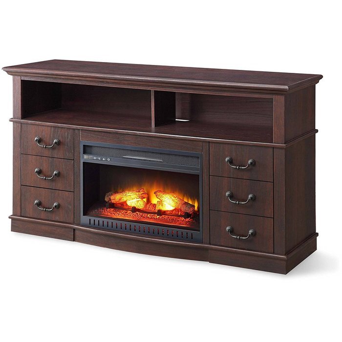 Cherry Finish 60" Better Homes And Gardens Remote Control Fireplace Media Console For TV's Up To 70" N6