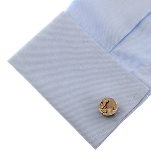 New Steampunk Vintage Mens Cufflinks Watch Movement Wedding Silver Cuff Links