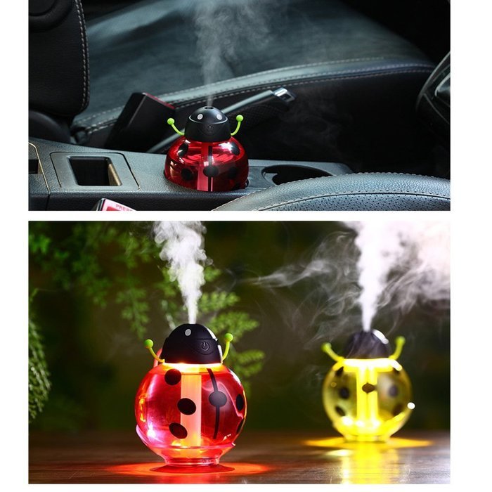 IPUIS 260ML Beetle Mini USB Humidifier Purifier with LED Light 360 Degree Rotation for Office Home School Travel... N8