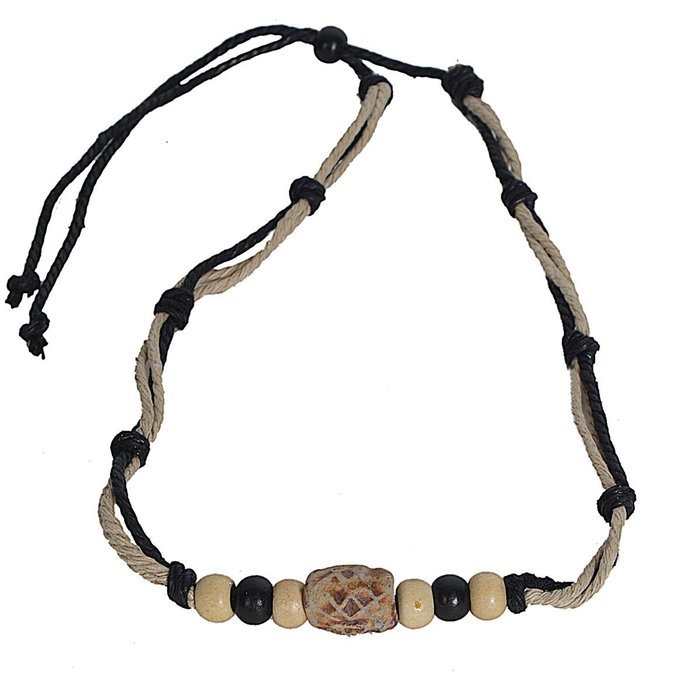 Men Pendant Bead Hemp Braid Surfer Choker Necklace Stylish Tribal (Triple-#225) N6