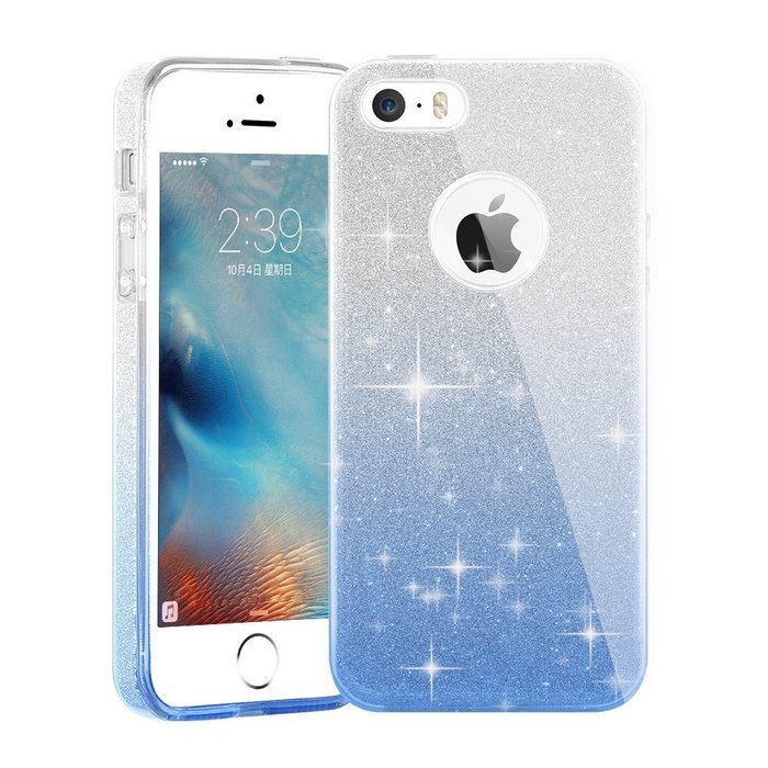 iPhone 5/5s/se Bling Crystal 3 in 1 Case-Auroralove Pink iPhone Se Beauty Fashion 3 layers Hybrid Bumper Cover... N4