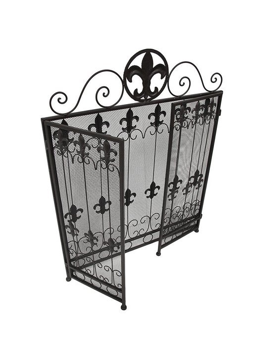 Brown Metal Fleur de Lis Fireplace Screen N4