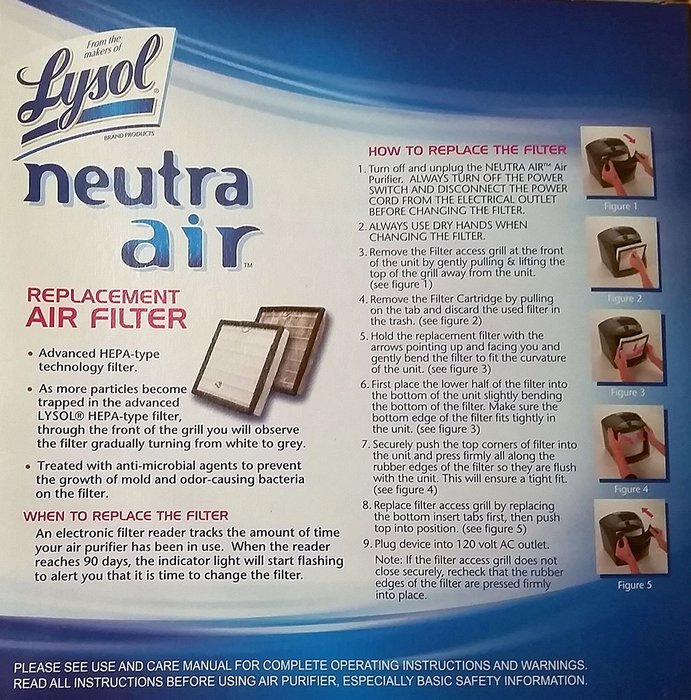 Lysol Neutra Air Replacement Air Filter HEPA-Type