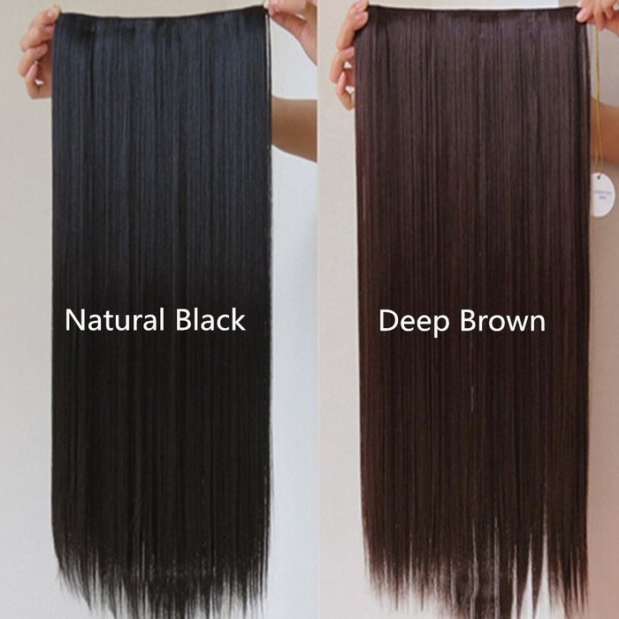 Spritech(TM) New Stylish One Piece Light Brown Women Long?Straight?Hair Extension 5 Clips Hairpiece N6