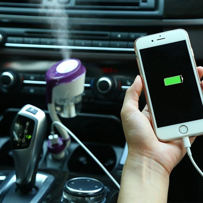 Ecosin Car Humidifier Air Purifier Freshener Travel Car Portable With USB Interface (Beige) N4