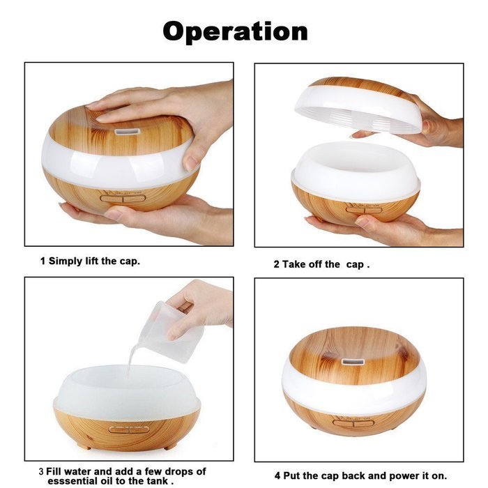 YouVogue 300ml Essential Oil Diffuser Wood Grain Mist Humidifier Aroma Diffuser with 7 Changing Colored Led Lights... N3
