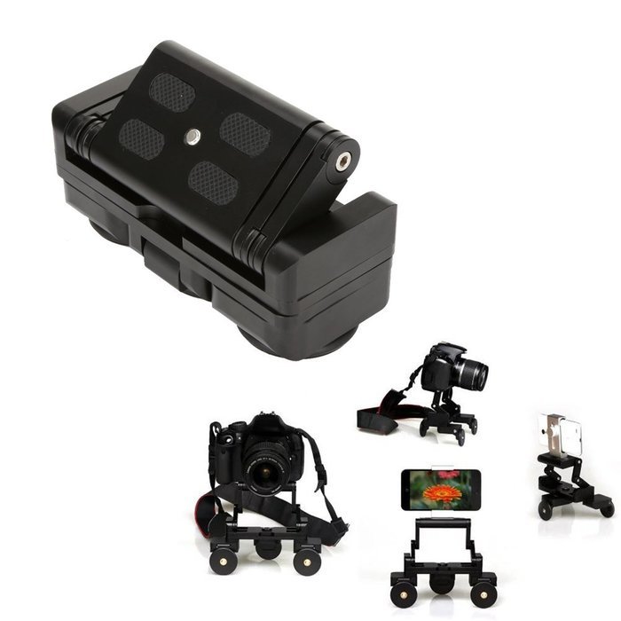 Mojoyce Foldable Tricycle Rail Cars 1/4'' Screw Mount Plate for DSLR Camera Gopro N4