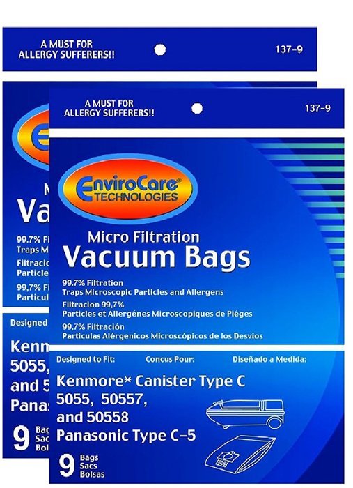 Envirocare Kenmore Mircrofiltration Canister Vacuum Bags - 50558, 5055, 50557 (18 bags)
