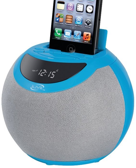 iLive 30-pin Clock Radio with Dock - Retail Packaging - Blue