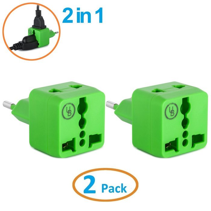 Yubi Power 2 in 1 Universal Travel Adapter with 2 Universal Outlets - Built in Surge Protector - 3 Pack - Black... N12