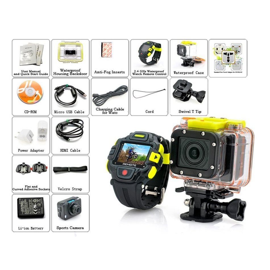 Tectac - Full HD Waterproof Action Camera 'Eyeshot' with Wi-Fi and Watch Remote Control - 1920x1080p, Panasonic...