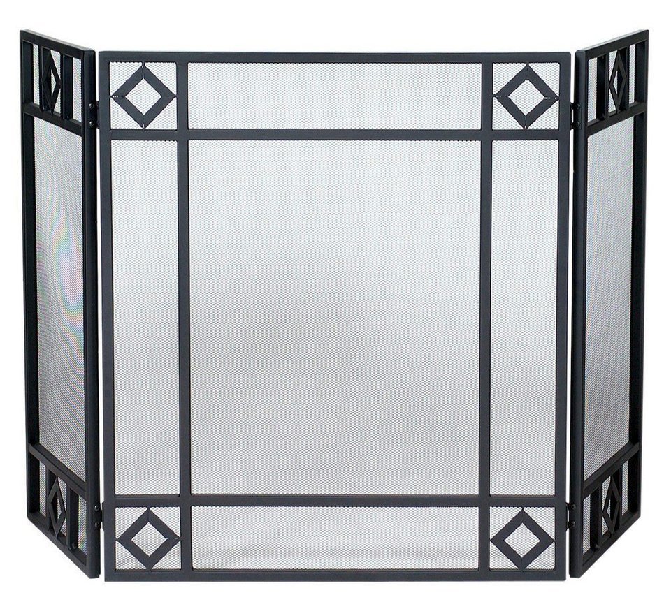 Uniflame Corporation 3 Panel Wrought Iron Fireplace Screen with Diamond Design, S-1194