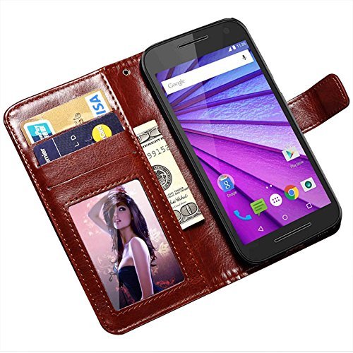 Noviame(TM)New Luxury Wallet Flip PU Leather Case For Motorola Moto G3 With Photo Frame & Card Holder Cover For... N4