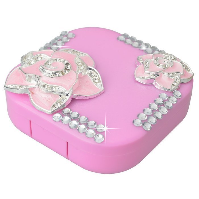 KAKA(TM) Fashion Box Kit 3D Handmade Rhinestone Bling Crystal Design Skull Pattern Decorated Black Mini Contact... N27