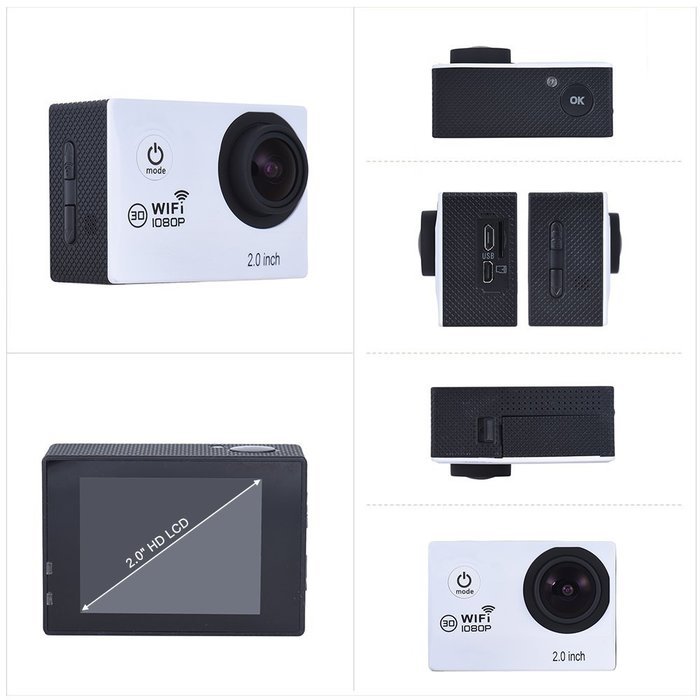 Andoer Action Camera 1080P FHD 30fps 14MP Novatek NTK96655 Waterproof 30m WiFi 2.0" LCD 170 Degree Wide Angle... N2
