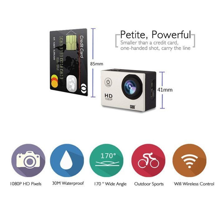 GBB WIFI 12MP 2.0" LCD HD 1080P 170&deg; Wide Angle Sports DV Waterproof Action Camera Camcorder, Update 25mm Diameter... N2