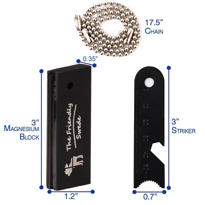 The Friendly Swede Magnesium Alloy Emergency Fire Starter Blocks (3 Pack) N2