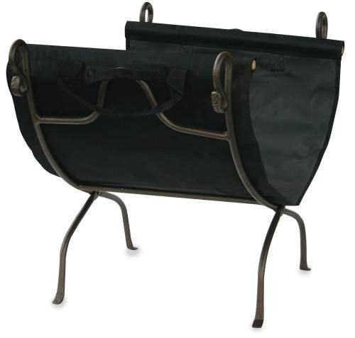 Uniflame Bronze Wrought Iron Log Rack with Canvas Carrier