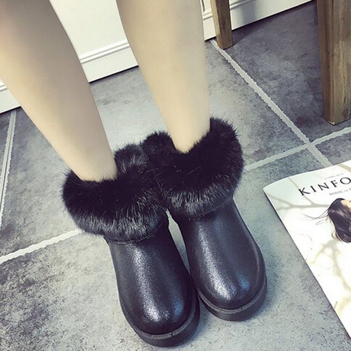 Spritech(TM) Fashion Women's Warm Flat Fur Button Elegant Tassel Winter Snow Boots N11