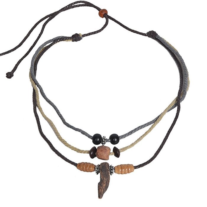 Men Pendant Bead Hemp Braid Surfer Choker Necklace Stylish Tribal (Triple-#225) N9