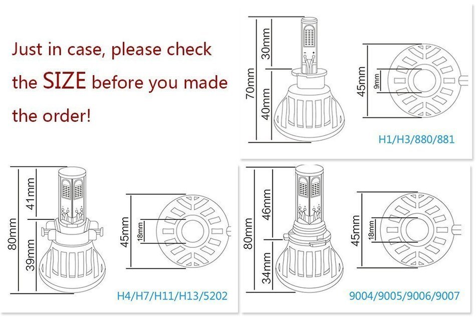 Yaheeda 2PC Car CREE LED Headlight Conversion Kit - H11 (H8, H9) -40W 8,000LM 6,000K N8