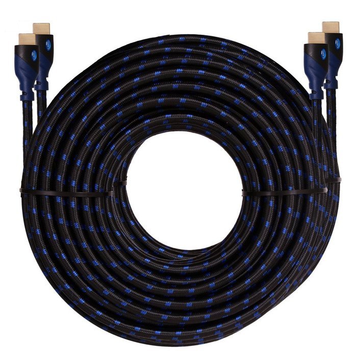 KAYO Hi-Speed HDMI1.4 Cable 50 FT-Pack of 2 / Blue, Black Sleeve/ Supports Ethernet,3D,4K & Audio Return