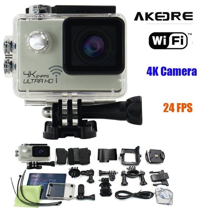 Action Camera ,AKEDRE&reg; 4k 24FPS Ultra HD Wifi 2.0 Inch 170&deg;wide Angle Lens Waterproof Car DVR Sports Dv Outdoor... N2