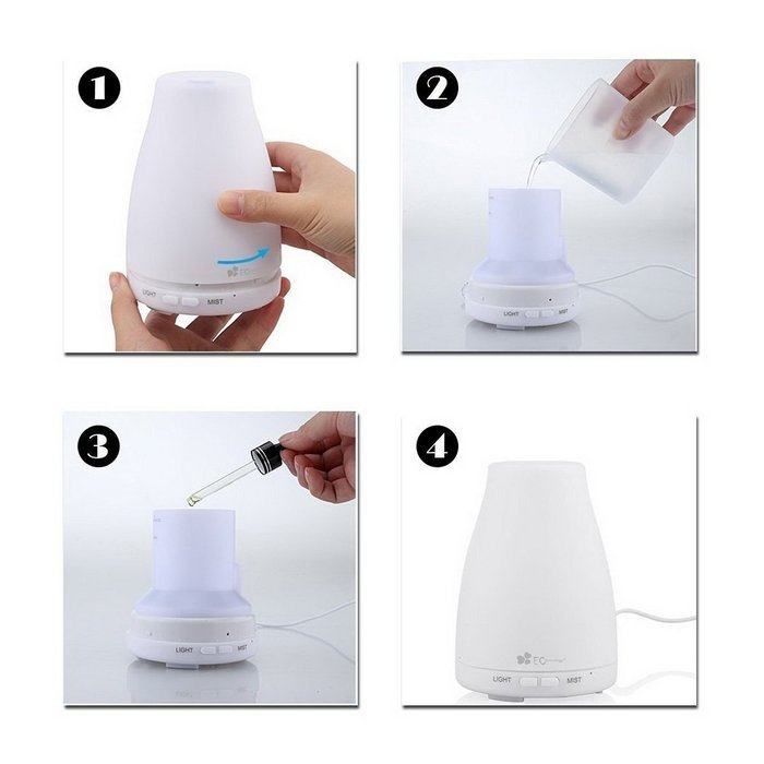 Kissemoji 100ml Room Ultrasonic LED Aroma Air Humidifier Diffuser Purifier Atomizer Mist N6