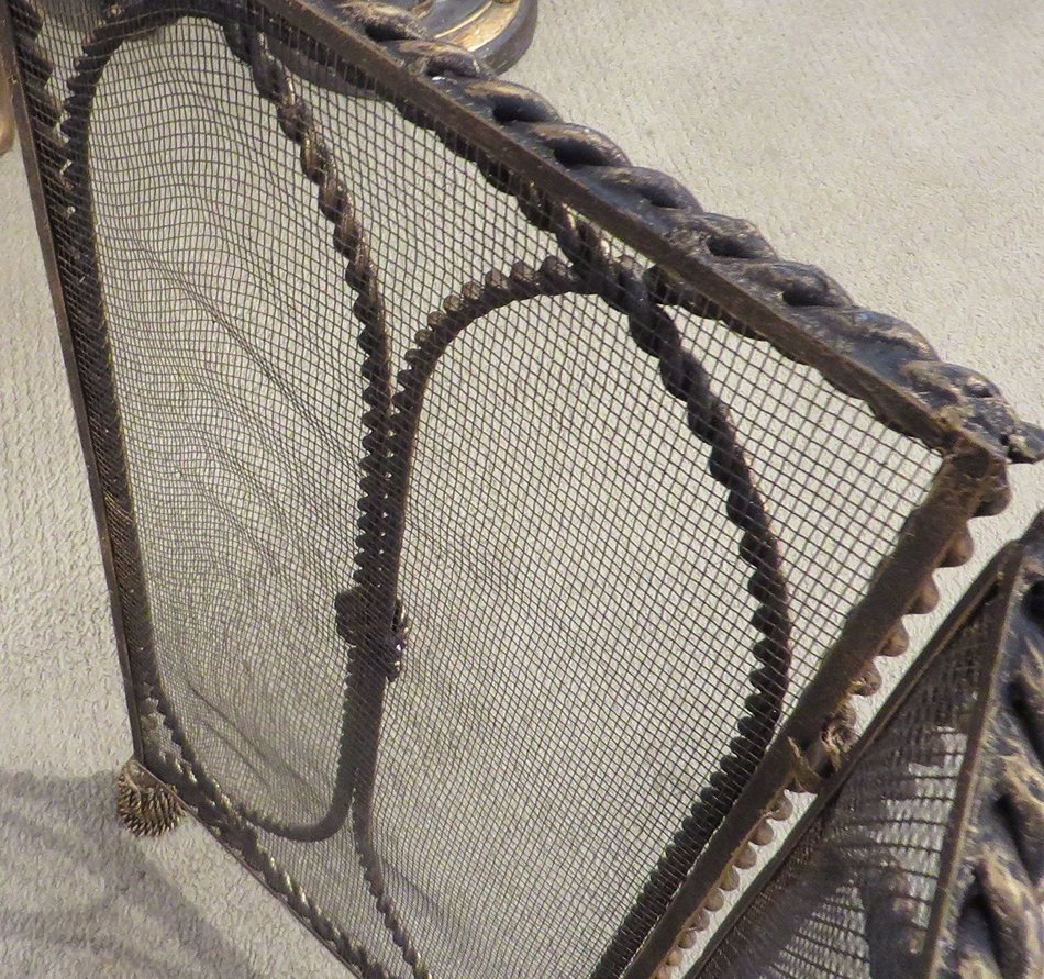 Iron Rope Entwined Firescreen | Tassel Twisted Metal Fireplace Screen N6