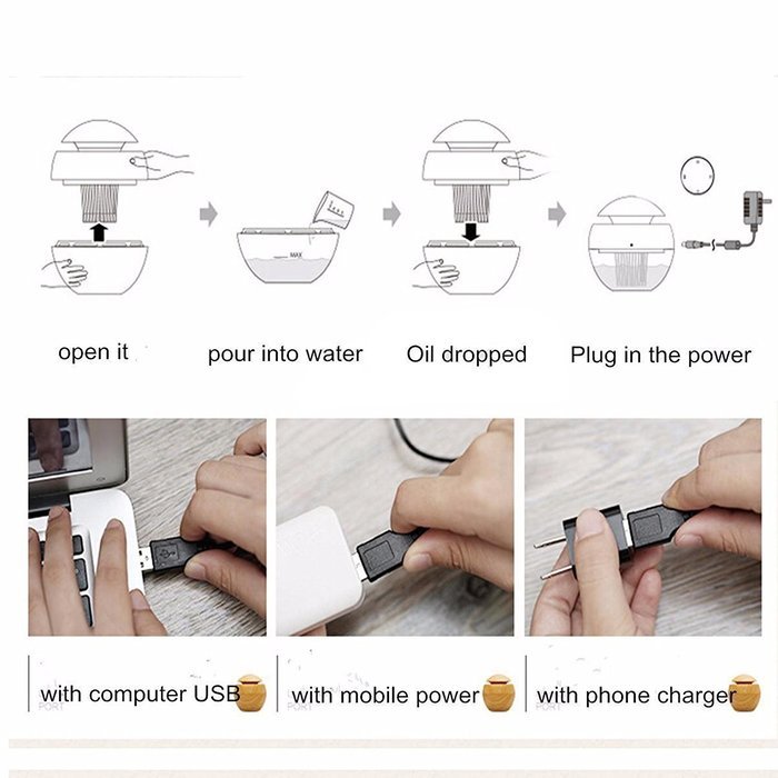 Toyofmine Mini Portable USB LED Ultrasonic Aroma Humidifier Essential Oil Diffuser Aromatherapy Purifiere for... N7
