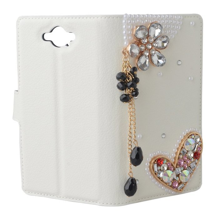 LG Escape 3 Case, LG Phoenix 2 Case, LG K8 Case White PU Leather Folio Flip Phone Case,Yaheeda 3D Handcraft White... N13