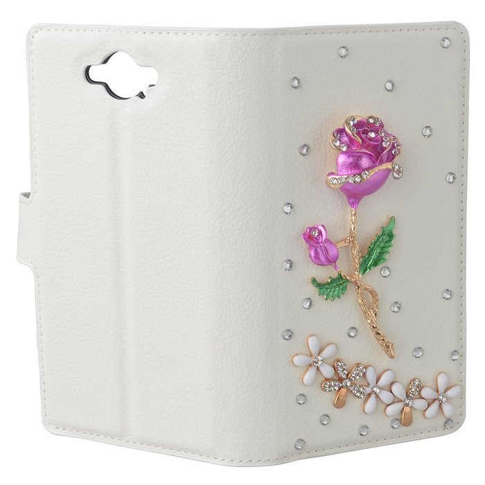LG Escape 3 Case, LG Phoenix 2 Case, LG K8 Case White PU Leather Folio Flip Phone Case,Yaheeda 3D Handcraft White... N18