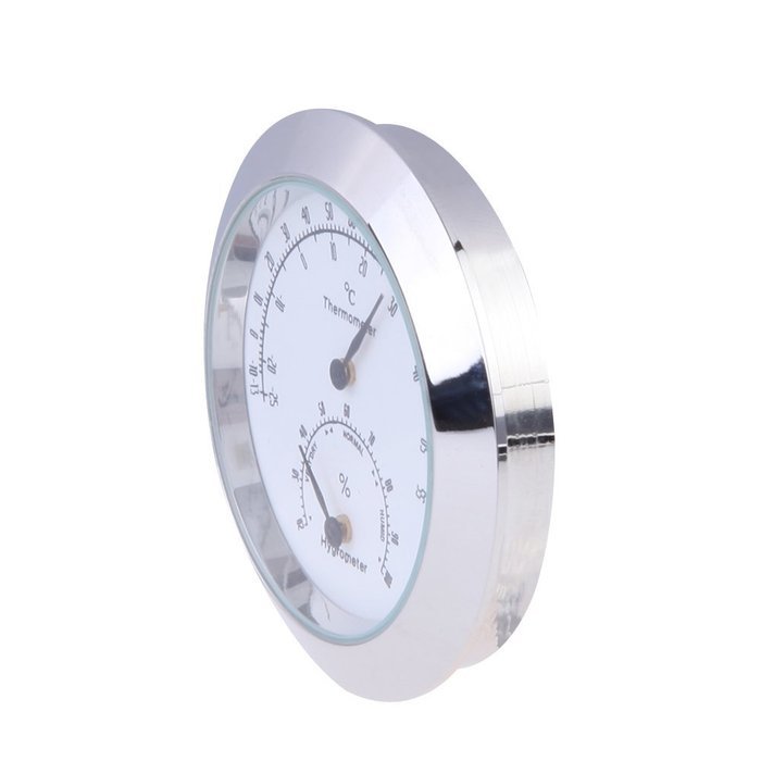 Easydeal Golden Round Alloy Thermometer Hygrometer for Violin Guitar Case Parts Replacement (SLIVER) N6