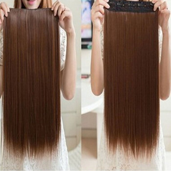 Spritech(TM) New Stylish One Piece Light Brown Women Long?Straight?Hair Extension 5 Clips Hairpiece N8